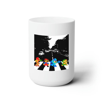 Mario Zelda Megaman Abbey Road White Ceramic Mug 15oz Sublimation BPA Free