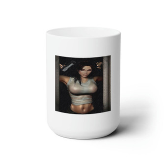 Sexy Lara Croft White Ceramic Mug 15oz Sublimation BPA Free