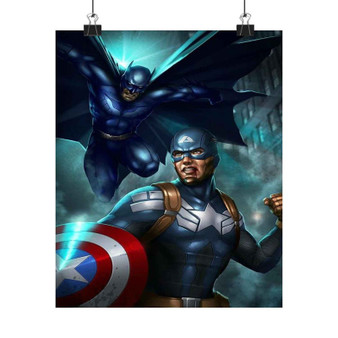 Batman vs Captain America Silky Poster Satin Art Print Wall Home Decor