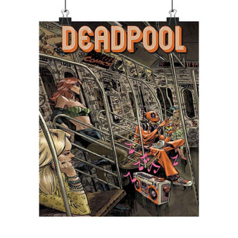Deadpool on Train Silky Poster Satin Art Print Wall Home Decor