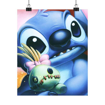 Disney Stitch Face Silky Poster Satin Art Print Wall Home Decor