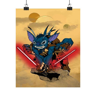 Disney Stitch Star Wars Silky Poster Satin Art Print Wall Home Decor