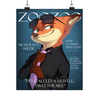 Judy and Nick Cover Models Zootopia Silky Poster Satin Art Print Wall Home Decor