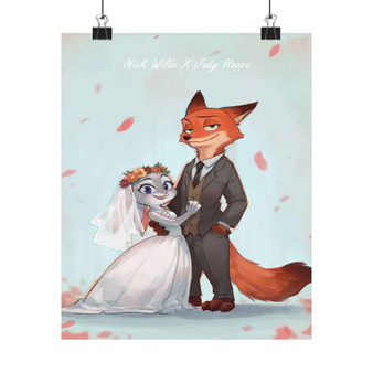 Nick and Judy Maried Zootopia Silky Poster Satin Art Print Wall Home Decor