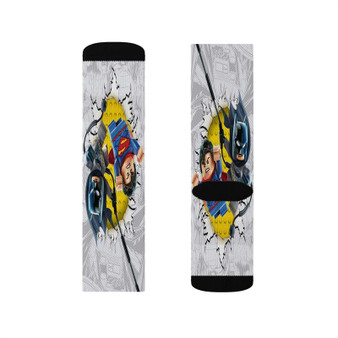 Batman and Superman Lego Sublimation White Socks Polyester Unisex Regular Fit