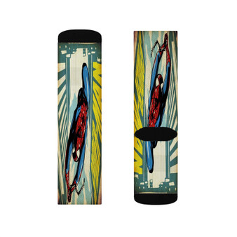 Comic Spiderman Sublimation White Socks Polyester Unisex Regular Fit