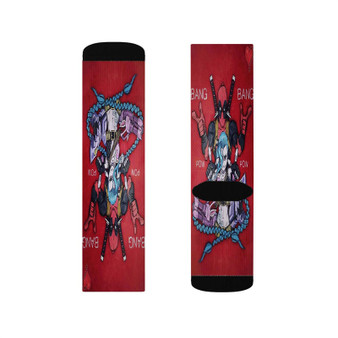 Jinx and Deadpool Bang Bang Sublimation White Socks Polyester Unisex Regular Fit