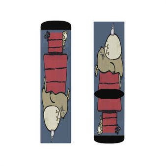 My Neighbor Totoro as Snoopy The Peanuts Sublimation White Socks Polyester Unisex Regular Fit