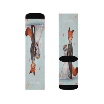 Nick and Judy Maried Zootopia Sublimation White Socks Polyester Unisex Regular Fit