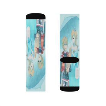 Shulk and Rosalina Super Smash Bros Sublimation White Socks Polyester Unisex Regular Fit