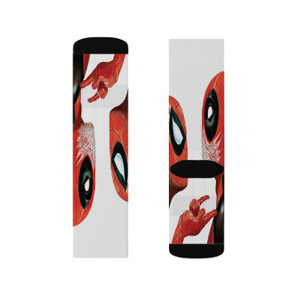 Spiderman Deadpool Sublimation White Socks Polyester Unisex Regular Fit