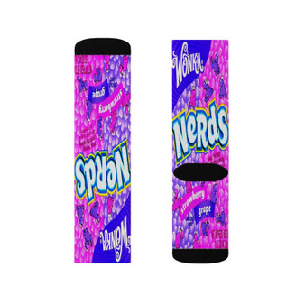 Wonka Nerds Grape and Strawberry Sublimation White Socks Polyester Unisex Regular Fit