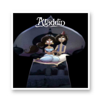 Aladdin and Jasmine Tim Burton Kiss-Cut Stickers White Transparent Vinyl Glossy