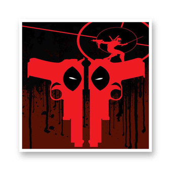 Deadpool Guns Kiss-Cut Stickers White Transparent Vinyl Glossy