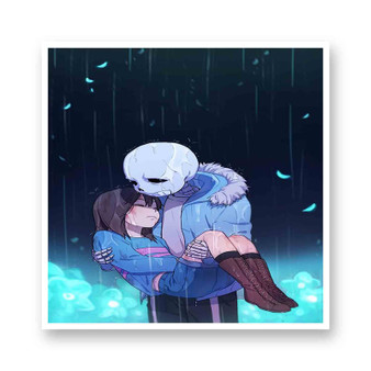 Frisk and Sans Undertale Kiss-Cut Stickers White Transparent Vinyl Glossy