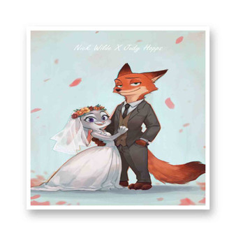 Nick and Judy Maried Zootopia Kiss-Cut Stickers White Transparent Vinyl Glossy