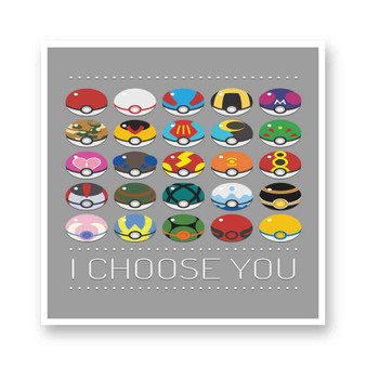 Pokeball Pokemon I Choose You Kiss-Cut Stickers White Transparent Vinyl Glossy