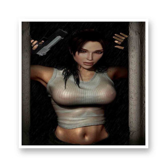 Sexy Lara Croft Kiss-Cut Stickers White Transparent Vinyl Glossy