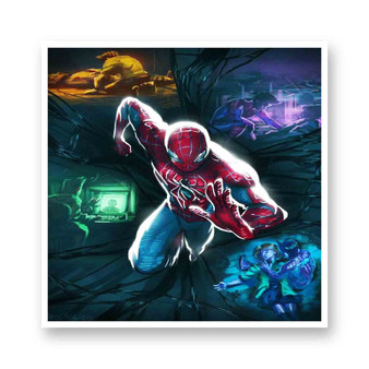 Spiderman Running Kiss-Cut Stickers White Transparent Vinyl Glossy