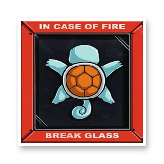 Squirtle Pokemon in Case of Fire Kiss-Cut Stickers White Transparent Vinyl Glossy