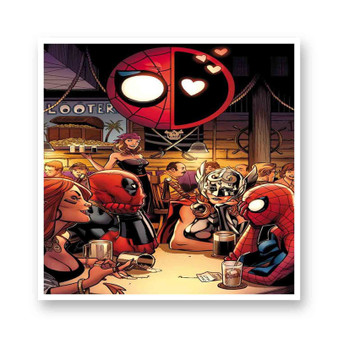 Superhero Drunk Spiderman Deadpool Kiss-Cut Stickers White Transparent Vinyl Glossy