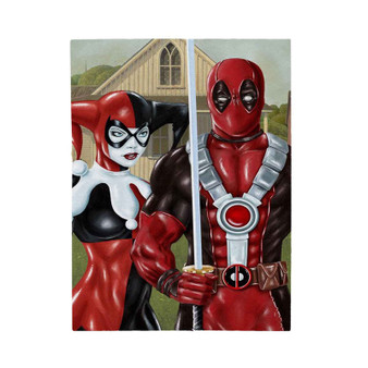 American Gothic Harley Quinn and Deadpool Velveteen Plush Polyester Blanket Bedroom Family