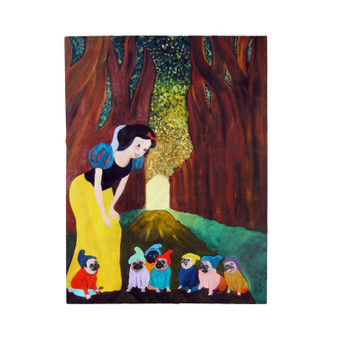 Snow White and Pug Dog Velveteen Plush Polyester Blanket Bedroom Family