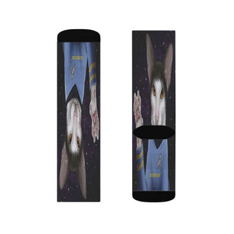 Star Trek Spock Cat Polyester Sublimation Socks White