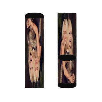 Miley Cyrus and Dolly Parton Polyester Sublimation Socks White