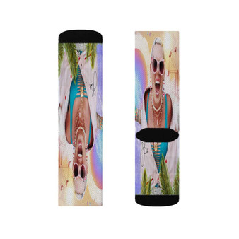 Pink Polyester Sublimation Socks White