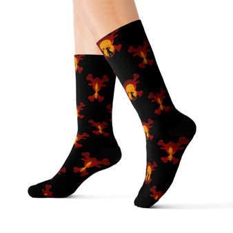 Luffy One Piece Sunset Polyester Sublimation Socks White