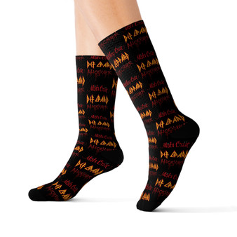 Motley Crue Def Leppard Alice Cooper Polyester Sublimation Socks White