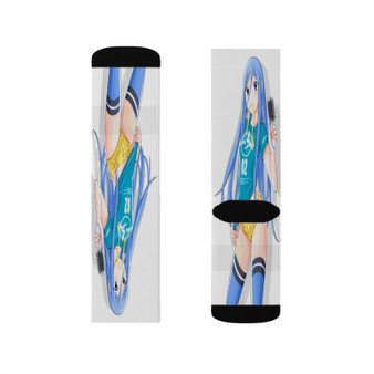 Arpeggio of Blue Steel Polyester Sublimation Socks White