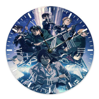 Attack on Titan The Final Season Anime Round Non-ticking Wooden Wall Clock