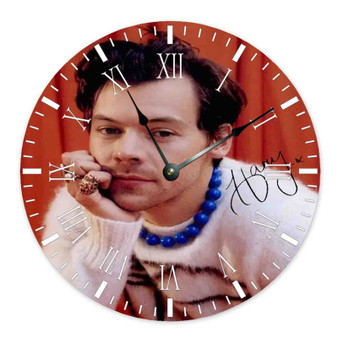 Harry Styles Round Non-ticking Wooden Wall Clock