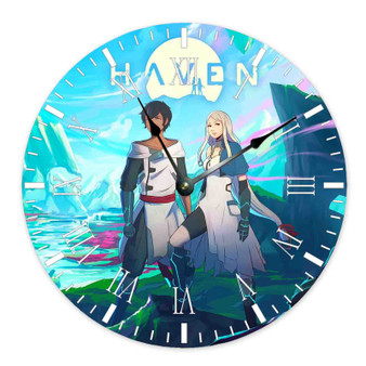 Haven Round Non-ticking Wooden Wall Clock