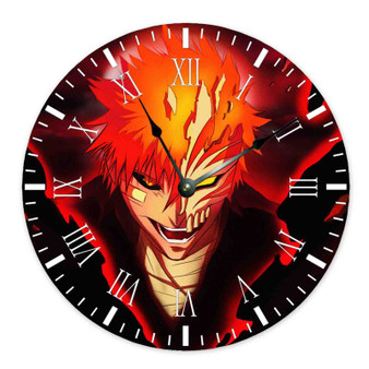 Ichigo Kurosaki Bleach Round Non-ticking Wooden Wall Clock