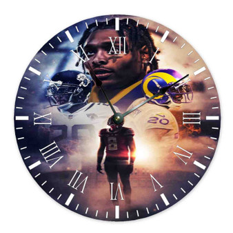 Jalen Ramsey LA Rams Round Non-ticking Wooden Wall Clock