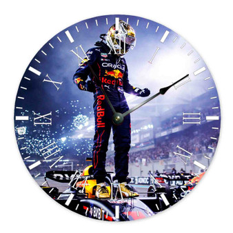 Max Verstappen Round Non-ticking Wooden Wall Clock