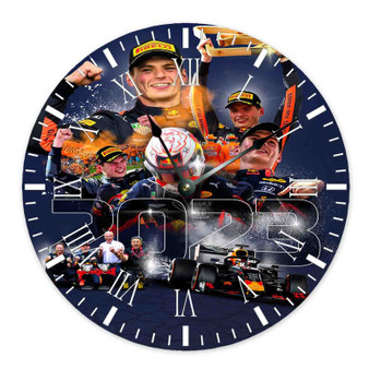 Max Verstappen Champion Round Non-ticking Wooden Wall Clock