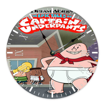 The Epic Tales of Captain Underpants Round Non-ticking Wooden Wall Clock