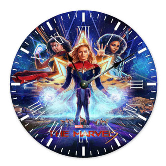 The Marvels Movie Round Non-ticking Wooden Wall Clock