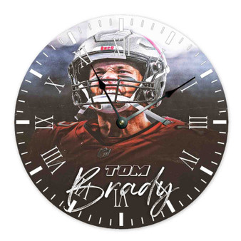 Tom Brady Tampa Bay Buccaneers Round Non-ticking Wooden Wall Clock