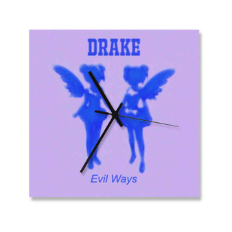 Drake Evil Ways Square Silent Scaleless Wooden Wall Clock