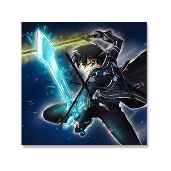 Kirito Sword Art Online Square Silent Scaleless Wooden Wall Clock