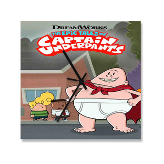 The Epic Tales of Captain Underpants Square Silent Scaleless Wooden Wall Clock