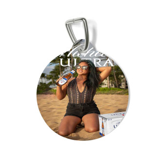 Michelob Ultra Beer Poster Girl Round Pet Tag Coated Solid Metal