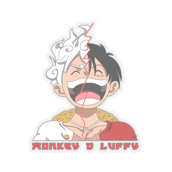 Laughing Luffy One Piece Gear 5 Half Face White Transparent Vinyl Kiss-Cut Stickers