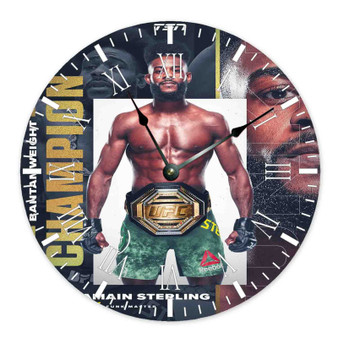 Aljamain Sterling UFC Round Non-ticking Wooden Wall Clock