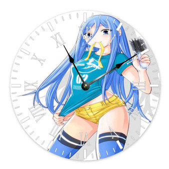 Arpeggio of Blue Steel Round Non-ticking Wooden Wall Clock